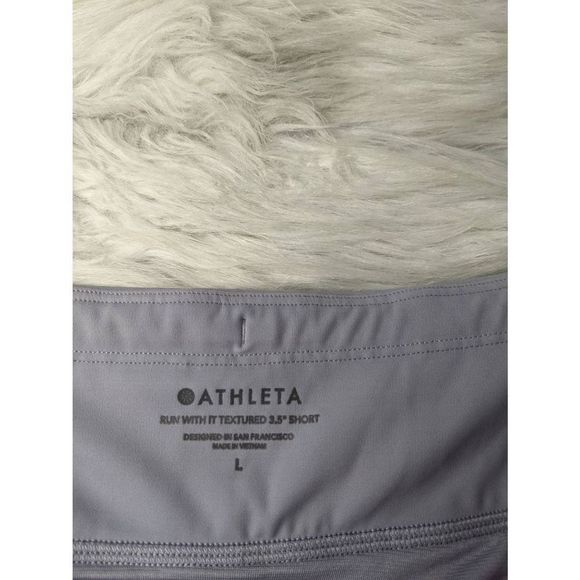 Athleta Women's Run With It Textured 3.5" Shorts Space Dye Grey Sz L Large - Picture 3 of 7